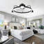 28In. Modern Flush Mount Ceiling Fan With Starry Lights And APP Control For Bedroom