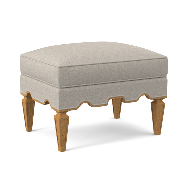 Palm Ottoman, Amber, Filigree Ivory 100% Polyester