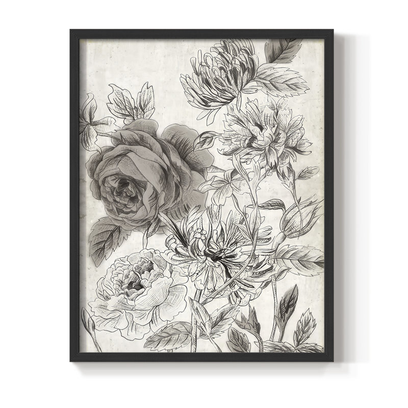 «Potpourri Impression I», reproduction encadrée - bois massif, H 30 po x l 24 po, Noir, noir, noir, noir