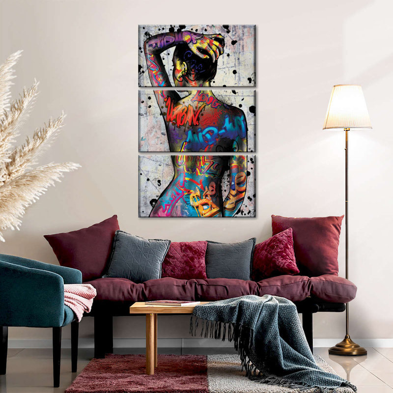 Urban Babe Body Art Multi Piece Canvas Print, 38" H x 24" W x 1.25" D