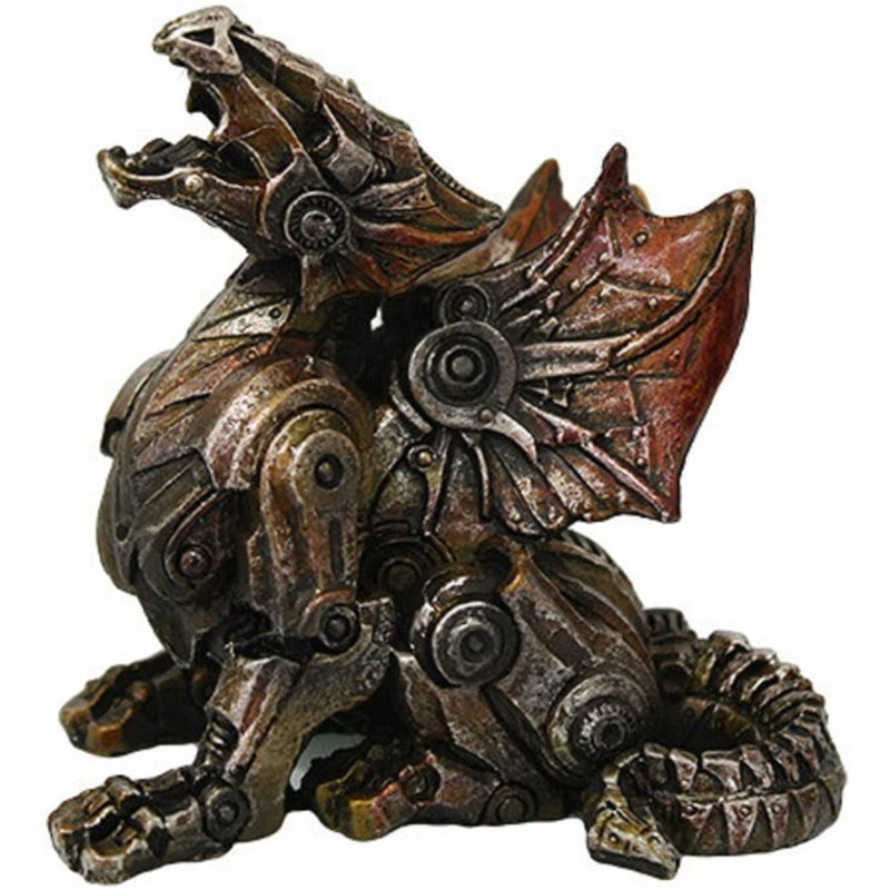 Figurine dragon en métal et engrenage Steampunk