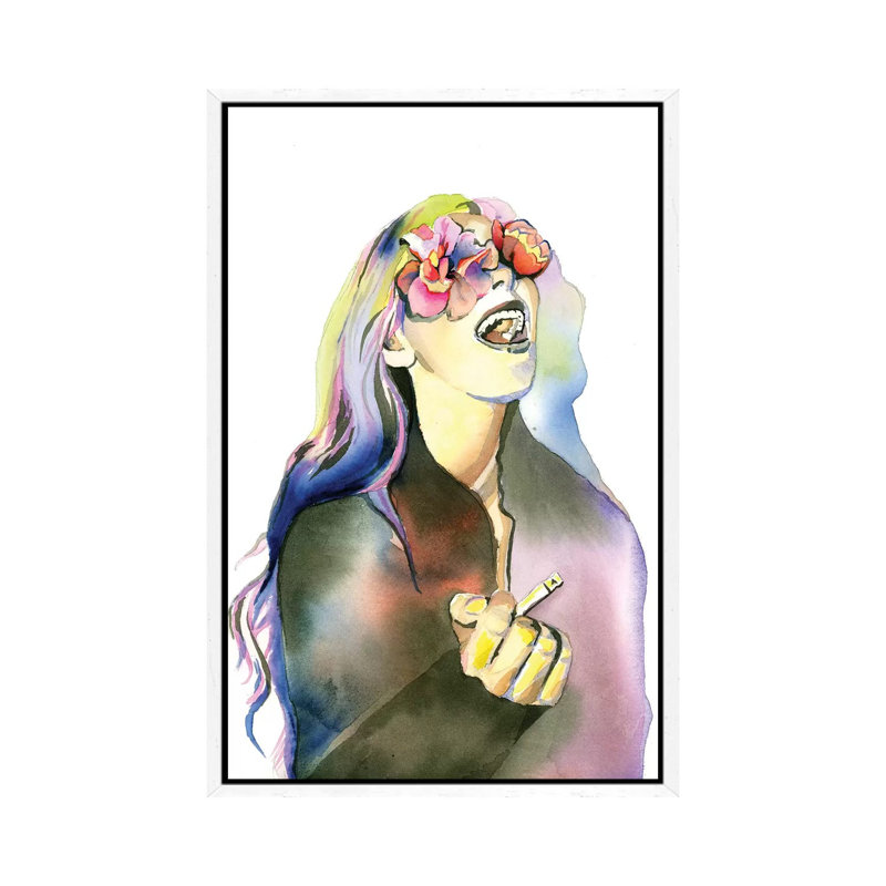 Smoker by Heather Perry - Print on Canvas, 66.04 cm H x 45.72 cm W, White Framed