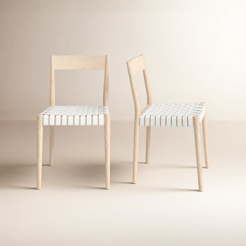 Cosme 18'' H Solid Wood Armchair, White/Light Wood