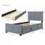 Lit plateforme tapissier en velours avec lit gigogne simple-691956387-691956388