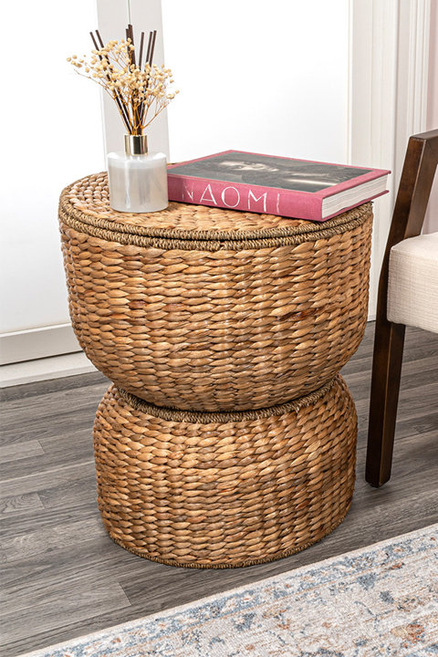 Hourglass Handwoven Storage Accent Table