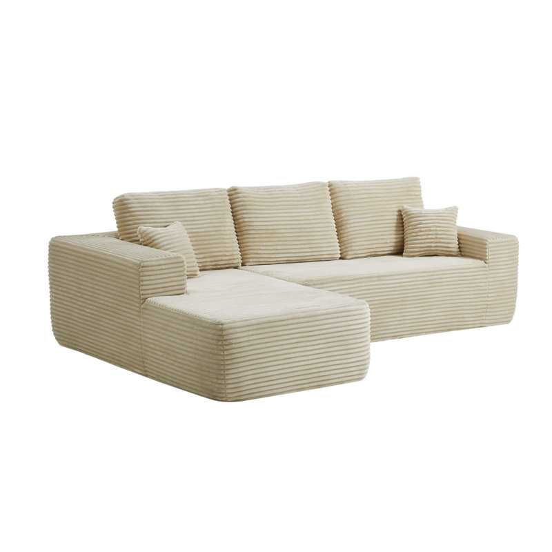 105" Cloud Modular Sectional Sofa Couch With L-Shape Chaise, Plush Corduroy Upholstered Couches For Living Room, No Assembly Required