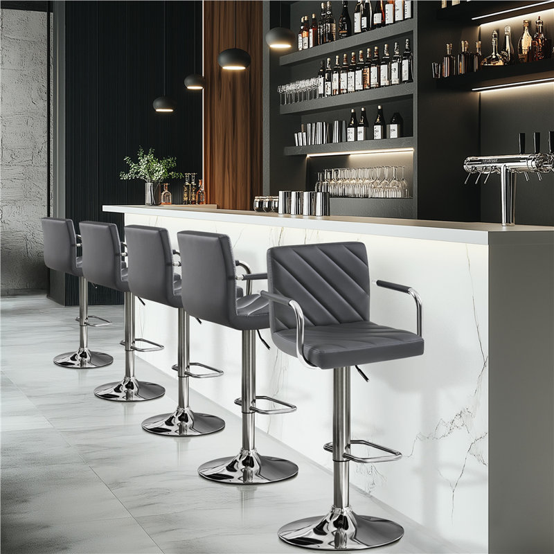 Height Adjustable Swivel Bar Stool , Dark Grey, Yes