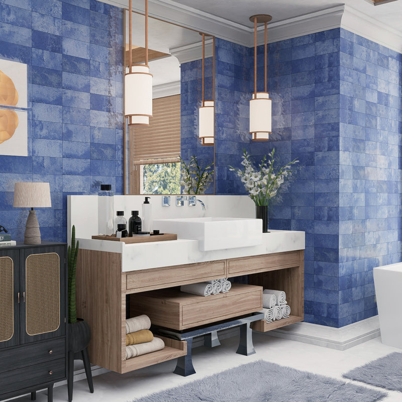 Myst 4 In. X 8 In. Ceramic Wall Tile, Blue