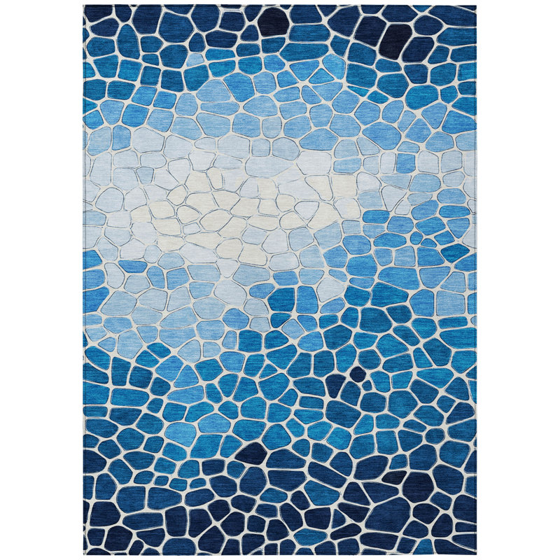 Machine Washable Indoor/Outdoor Husby ACN2190 Geometric Rug, Rectangle 5' x 7'6"