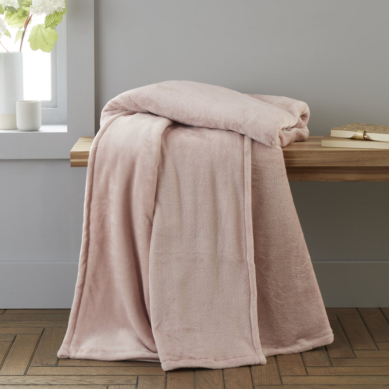 Raschel Velvet Touch Blanket Throw, Blush, 130cm W x170cm D