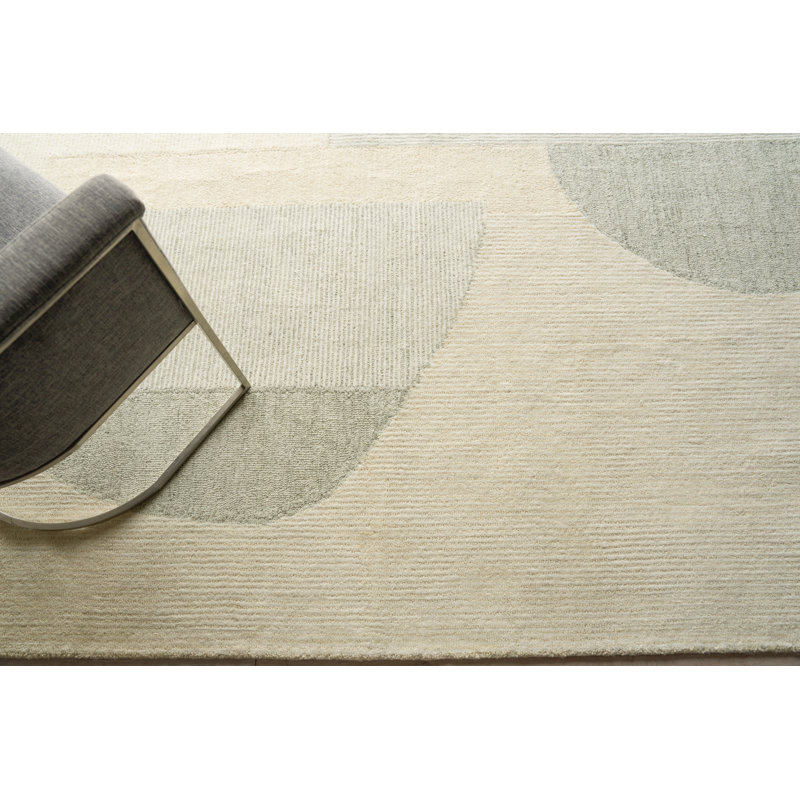 Mikura Hand Tufted New Zealand Wool Sage/Ivory Area Rug, 10'X14'