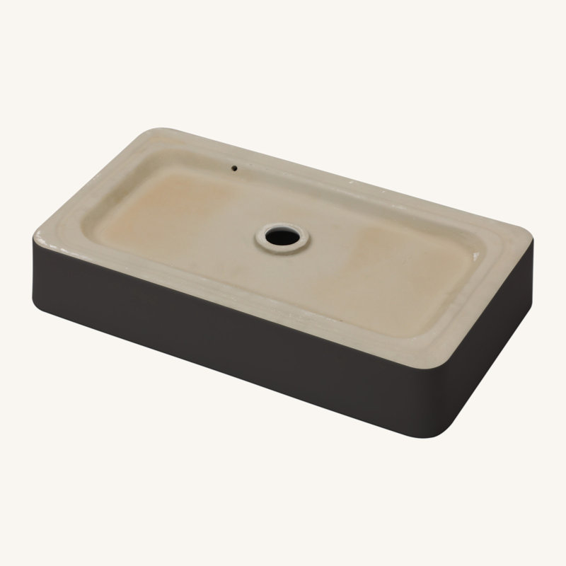 24"X16" Black Ceramic Rectangular Vessel Bathroom Sink