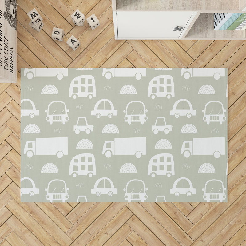 Traffic Kids Play Mat, Rectangle 5' x 7', Light Green