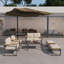 Ensemble de conversation de patio en aluminium 6 pièces avec table basse, ensemble de conversation modulaire à 6 places pour balcon, jardin, terrasse, cour