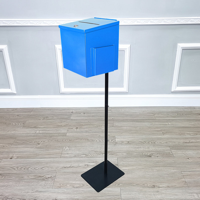 Boîte de donation en métal, Bleu
