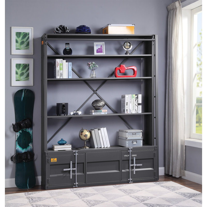 Bibliothèque Cargo Gunmetal avec échelle