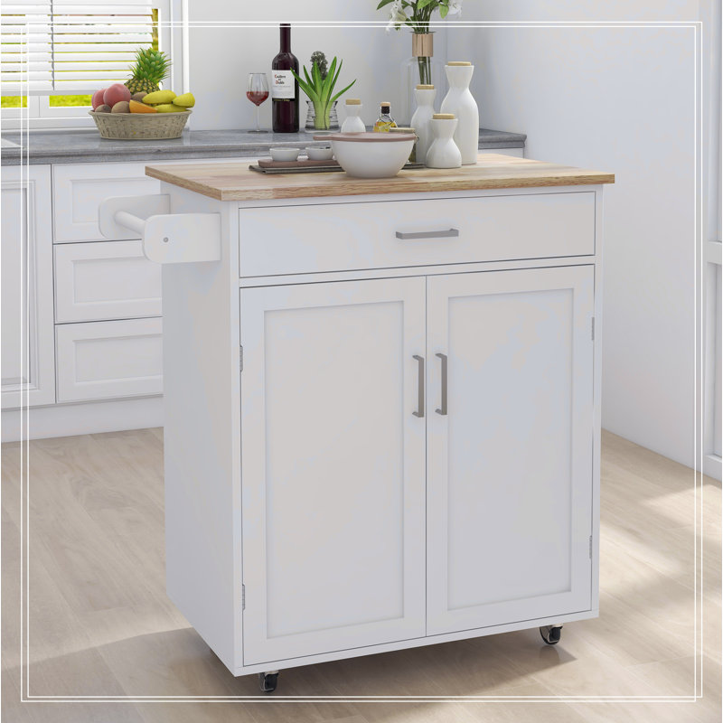 Kitchen island rolling trolley cart,Kitchen island with Adjustable Shelves and towel rack, 36.02" H x 32.87" W x 17.71" D