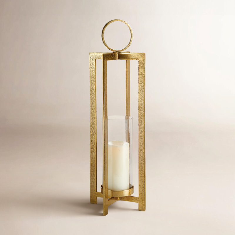 Asola Lantern Large, Gold, 30.5" H x 10" W x 10" D