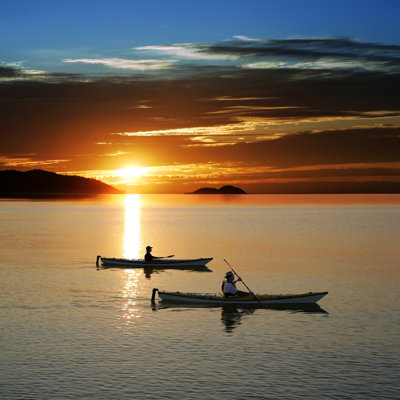 Sunset Kayaking by Sharply_done - Print
