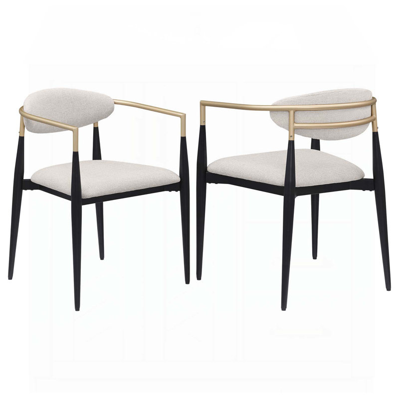 Ensemble de deux chaises de salle à manger rembourrées en tissu de style contemporain, idéales pour ajouter sophistication et confort aux espaces de salle à manger modernes