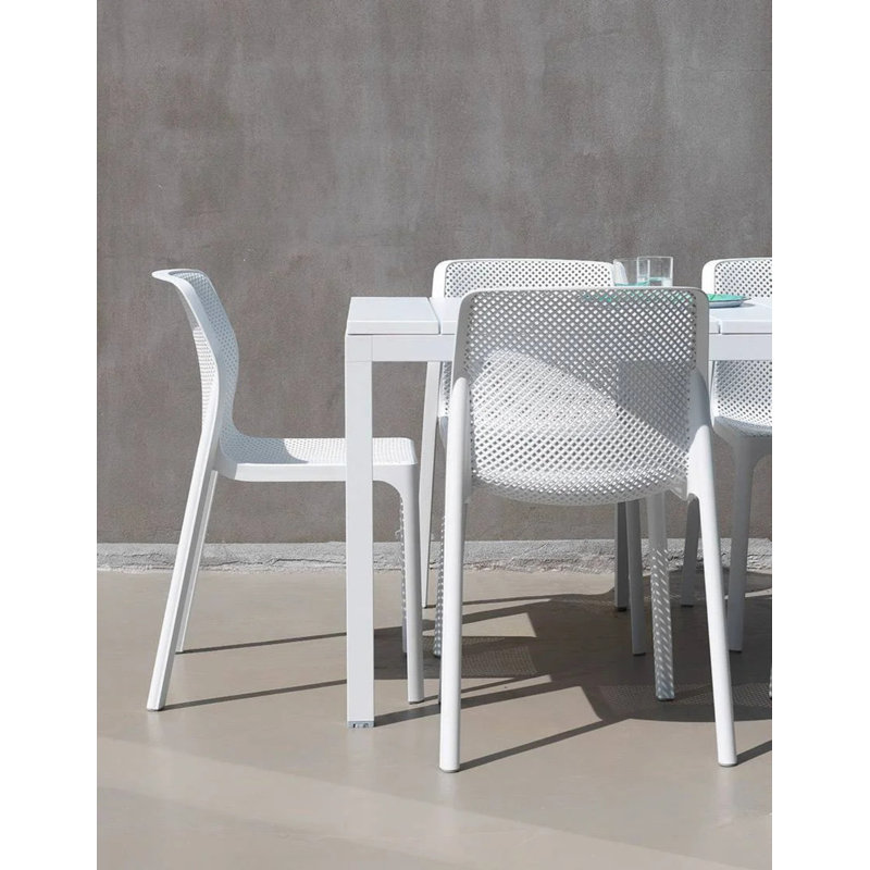 Bit Outdoor Dining Side Chair, White