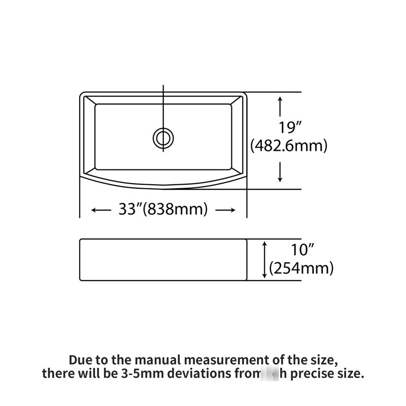 Évier de cuisine en céramique 33 po - 33 po