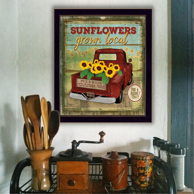 «Sunflowers From the Farm» par Mollie B., reproduction d'art mural, affiche prête à accrocher