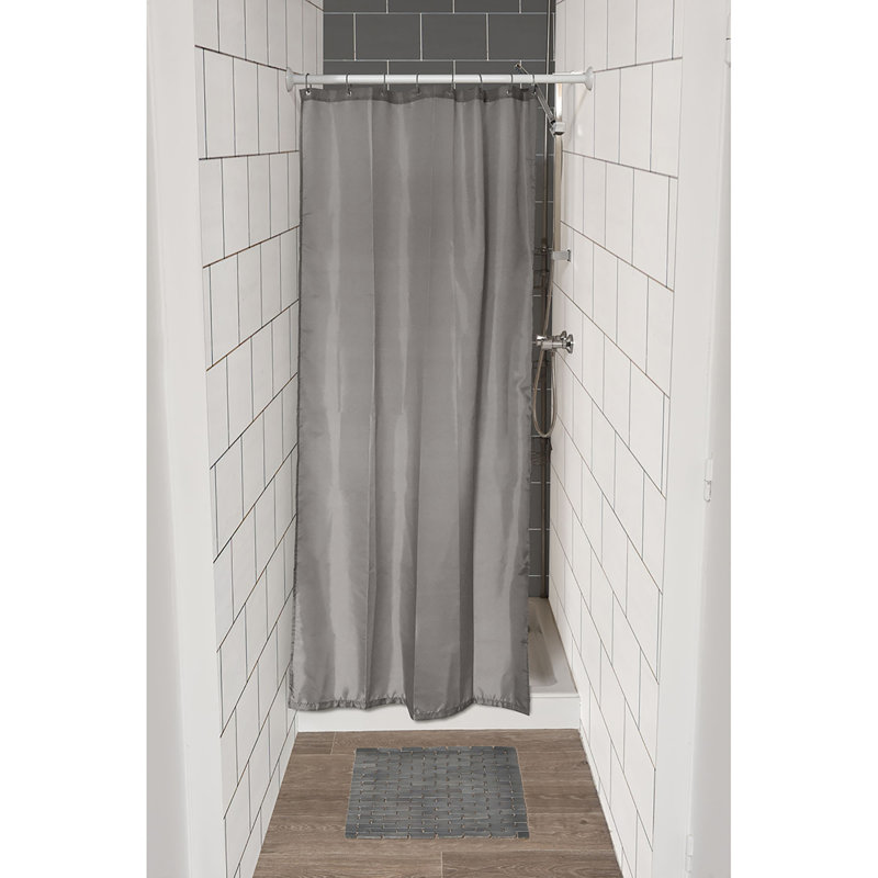 Solid Colours Stall Shower Curtain Half Size Polyester + 8 Hooks, Gray