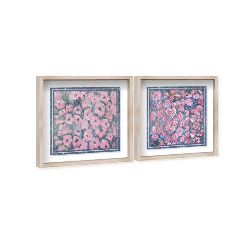 Forever Blooming Set Set by Oliver Gal, 51"H x 51"W, Natural Oak Shadowbox