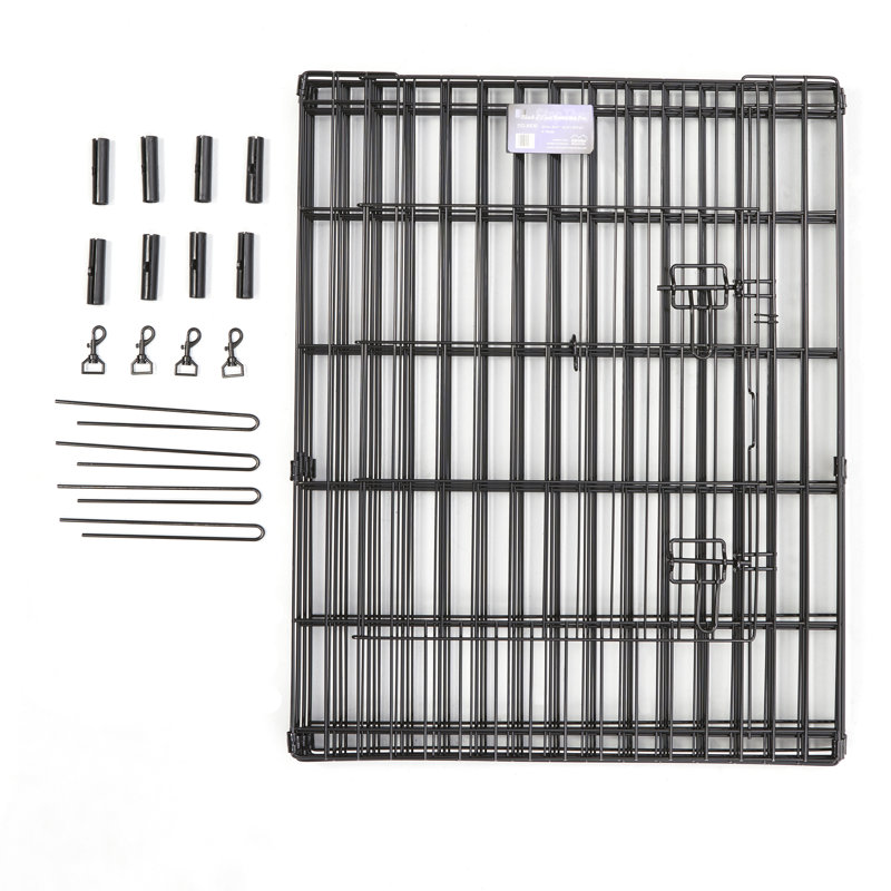 Black Metal 24" x 30" Foldable Pet Playpen with Door
