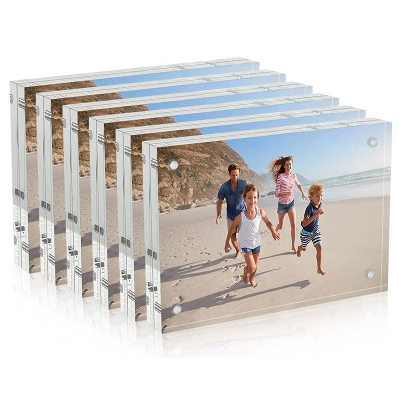 4 x 6 cadres photo en acrylique, paquet de 6, bloc 20% plus épais, cadres photo transparents, 6