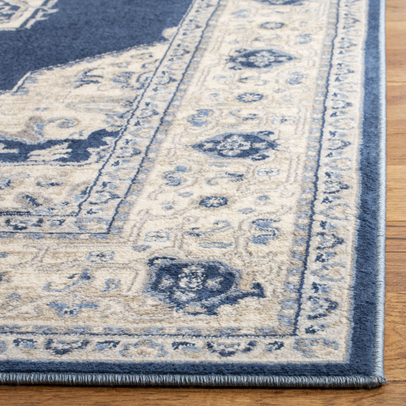 Hogan Oriental Area Rug, Navy/Creme, Rectangle 122 x 183 cm