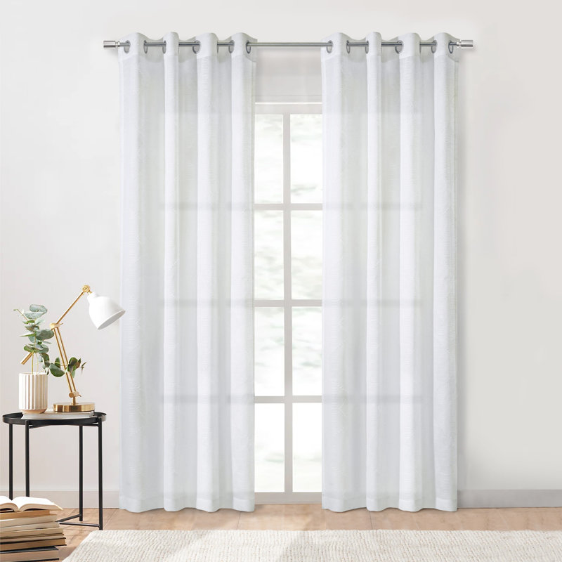 Rhiann Sheer Grommet Curtain Panel in White, 52" W x 84" L