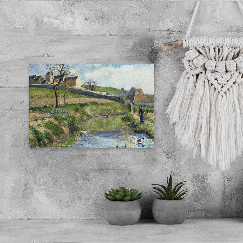 " The Farm At Osny, 1883 Impressionist Abstract Contemporary Duck Landscape Architecture Wall Art Print " by Camille Pissarro