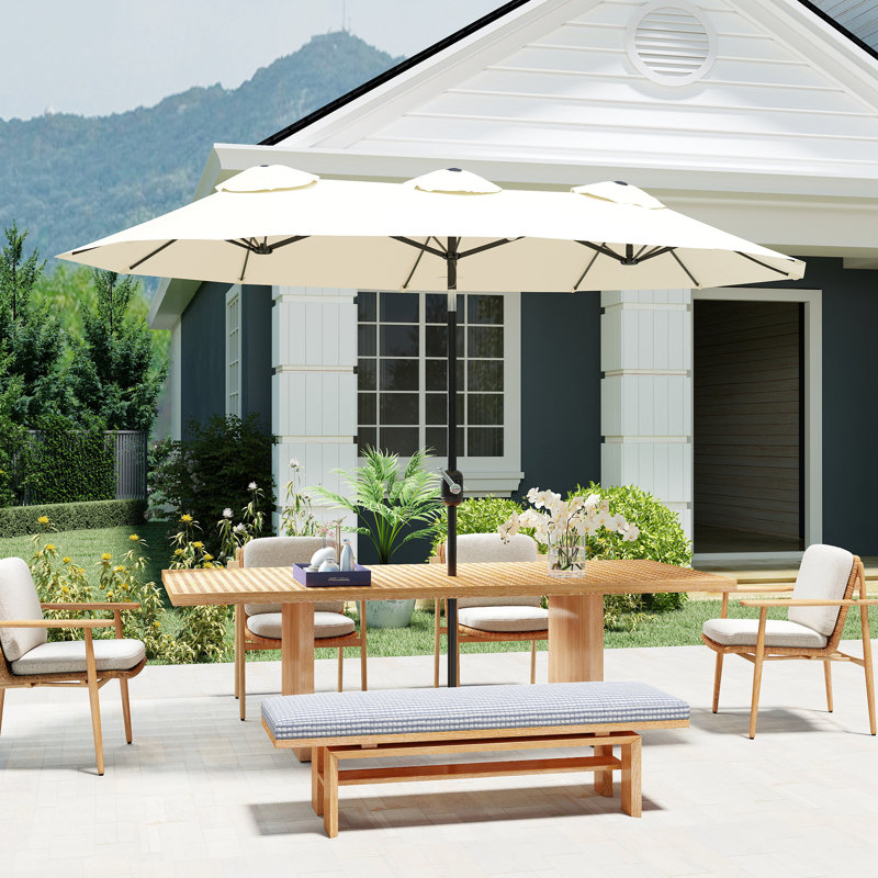Parasol de marché à double face Outsunny, L 112,25 po x P 57,75 po, Blanc crémeux