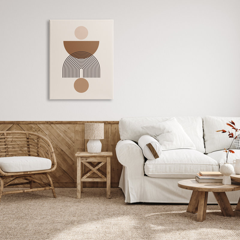 Brun et beige, formes sur bois, impression, H 40 po x l 30 po x P 1,5 po