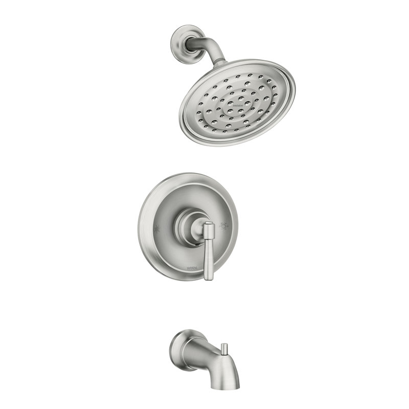 Halle Tub and Shower Faucet with Rough-in Valve, Stainless Steel