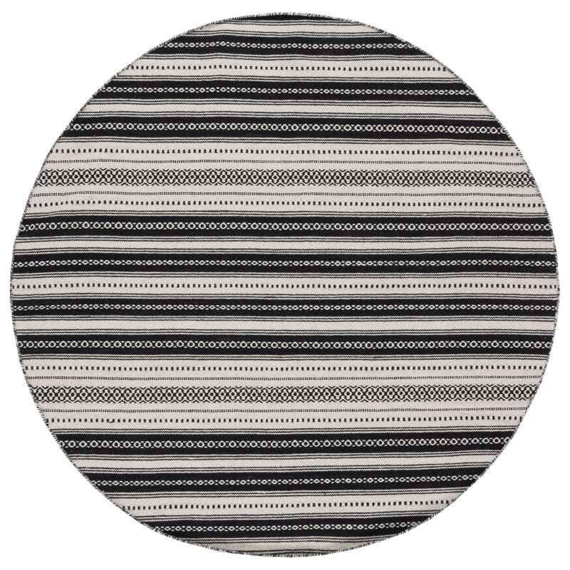Danille Flat Weave Cotton Striped Rug, Round 6'