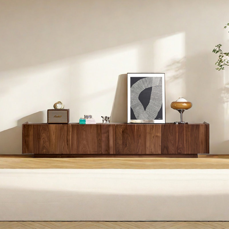 Meuble télé moderne et simple en bois de noyer, 94.48"