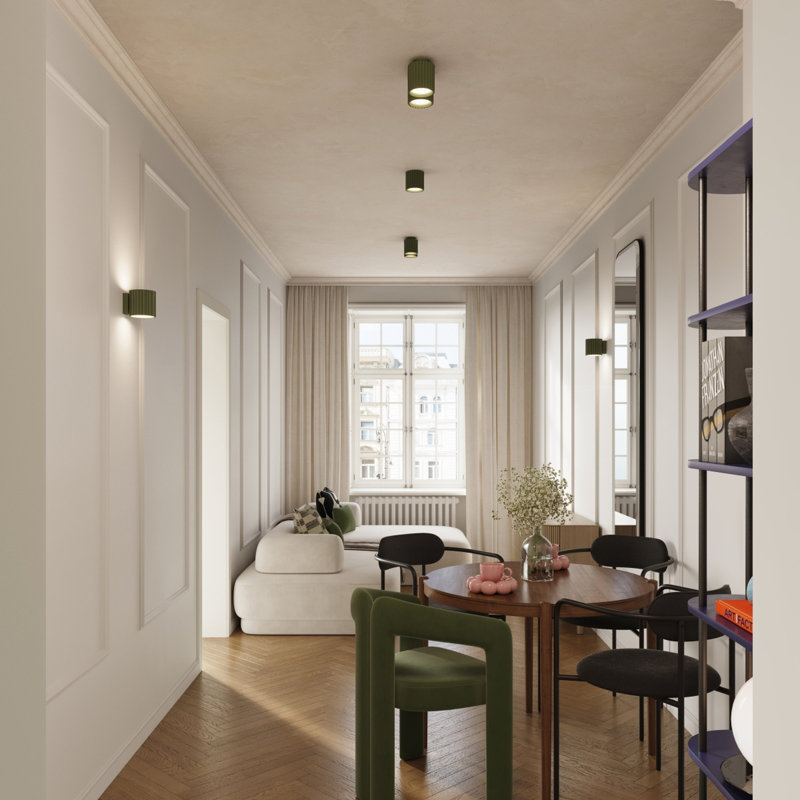 Aura Aluminium Flush Mount, Olive Green, 10x10x10 cm, 1 Light