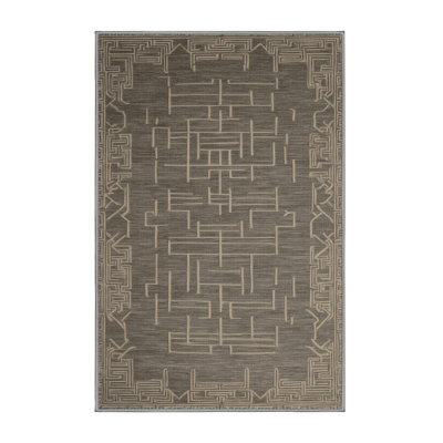 Machine Washable Art Deco Gray Area Rug