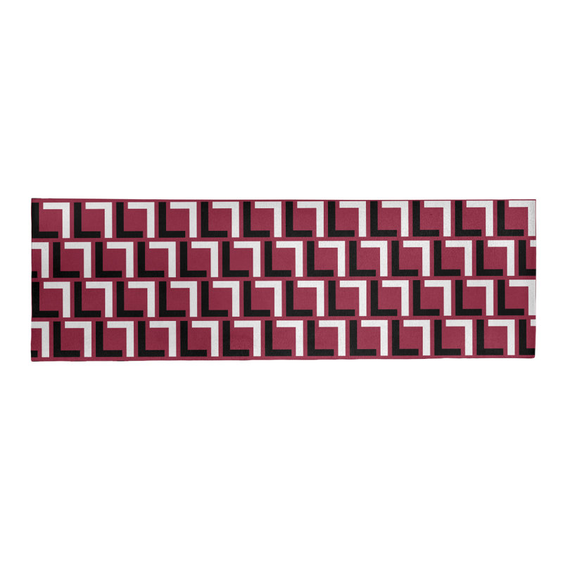 Tapis de couloir géométrique rose / blanc / noir