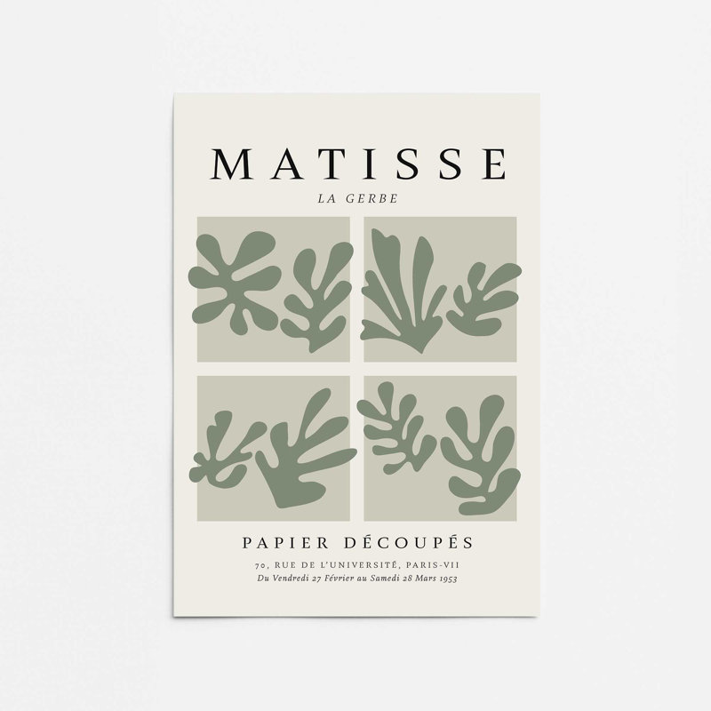 Matisse's La Gerbe Quartet, imprimé vert dans un cadre, 14" H x 11" W, Impression sans cadre, Ne s’applique pas