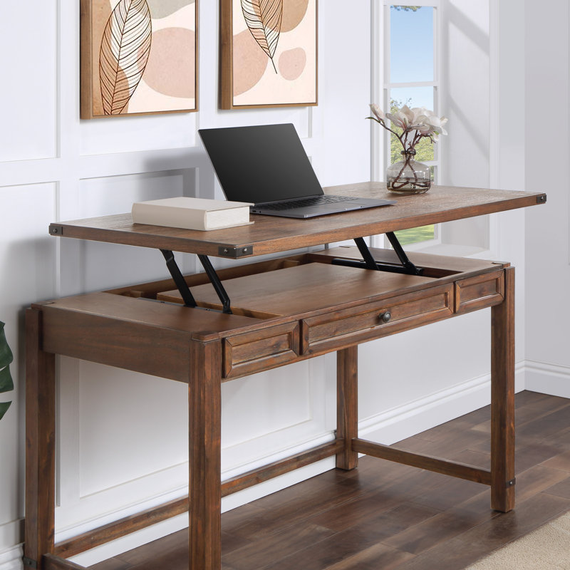 Bureau debout à hauteur réglable Dessens, Noyer