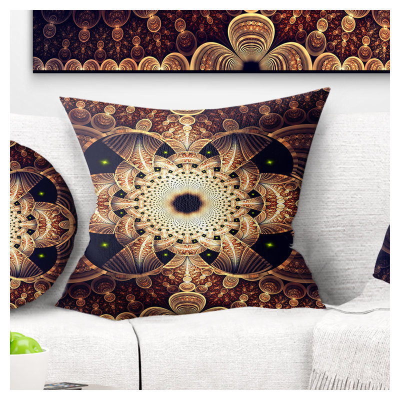 Oreiller numerique à motif floral fractal, 16 po x 1 po, Coussin décoratif