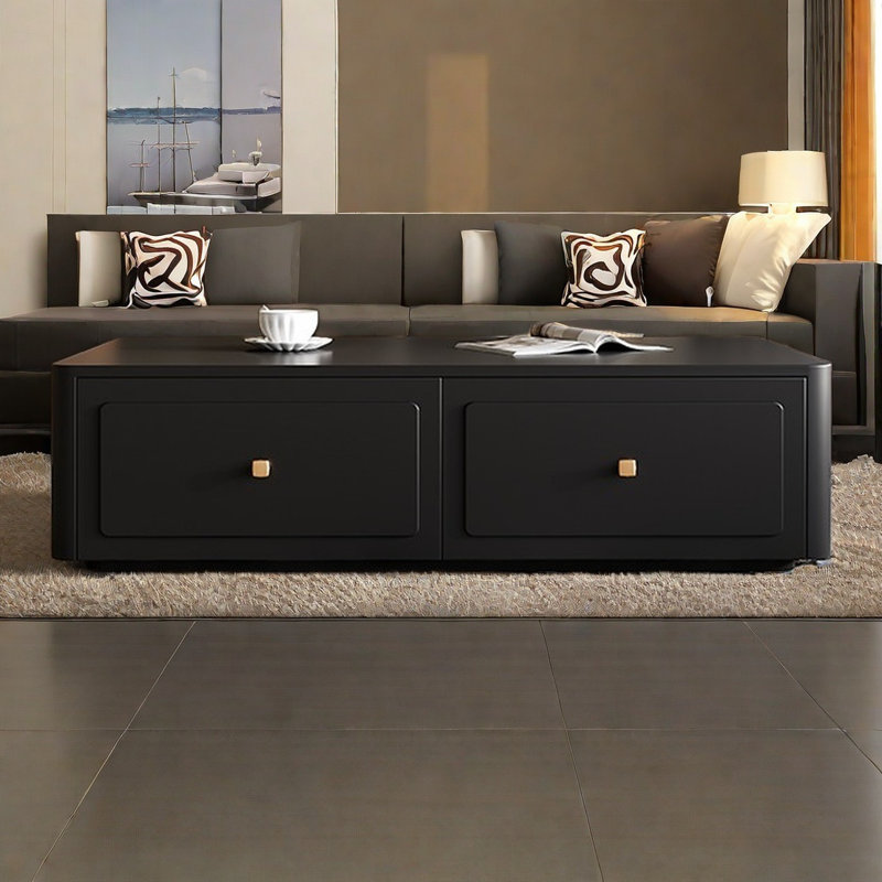 French black coffee table, 13.8" H x 43.3" L x 27.6" W