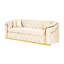 90,6 pouces velours beige, 3 places avec 2 coussins, accents en acier inoxydable doré, canapé de luxe moderne, beige, style-277068146