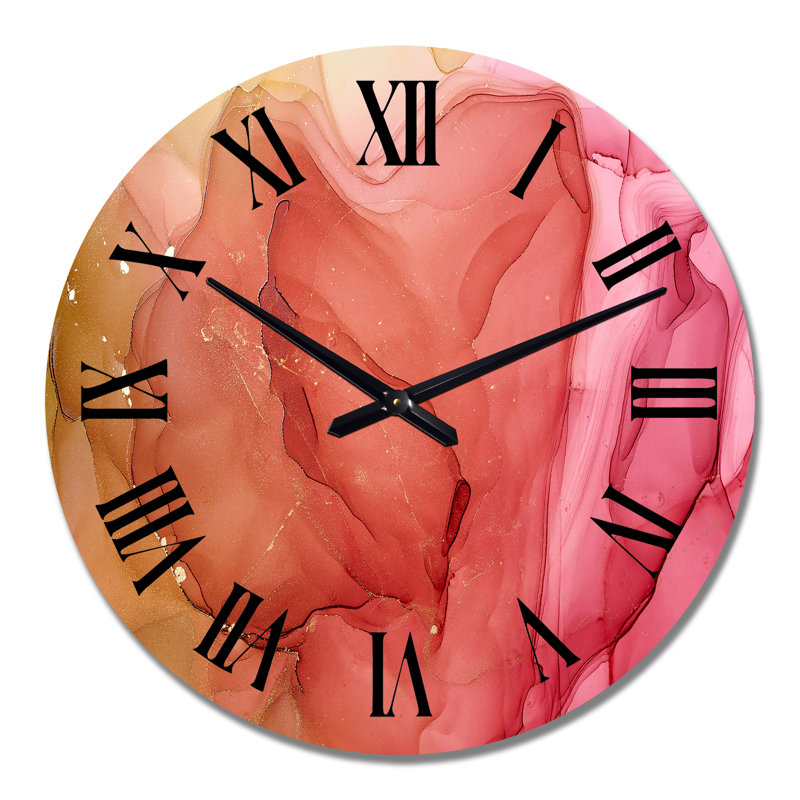 Horloge murale moderne rouge à encre liquide Art Ii, Grand