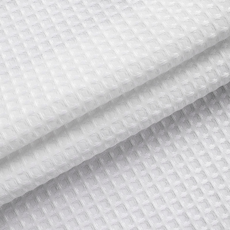 Ramjani Waffle Weave Shower Curtain With Snap in Liner, Sheer Window, White, 74"H x 71"W
