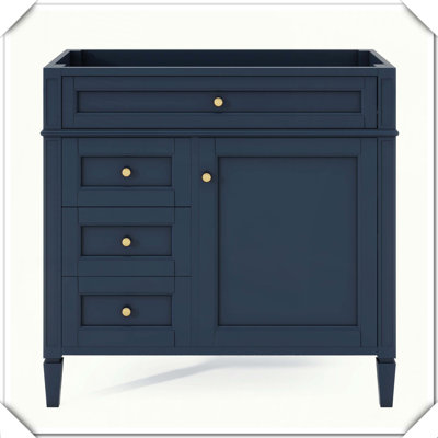 Modern Solid Wood Vanity With Drawers Tip-Out Drawer No Top Sink